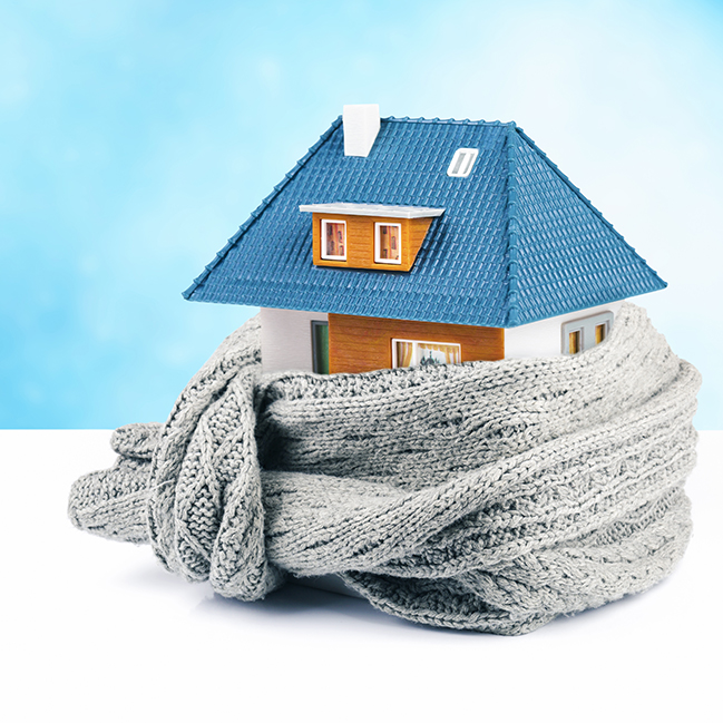 house insulation concept. house in scarf