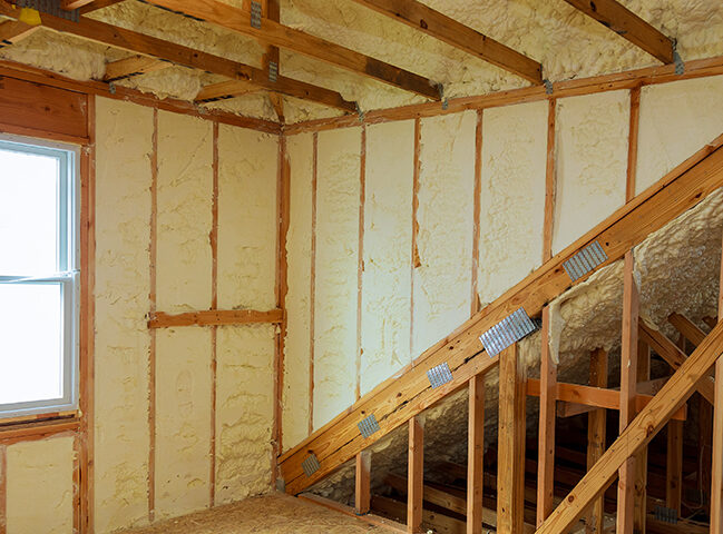 newly constructed rom sprayed with liquid insulating foam